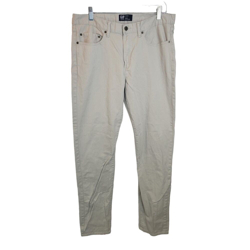Gap Tan Denim Straight Leg Slim Fit Mid Rise Work Casual‎ Jeans Men's Size 34x34